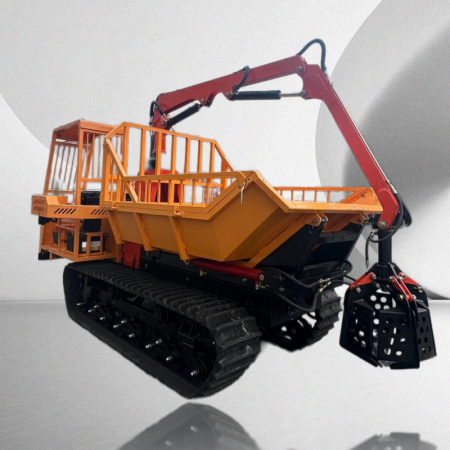 Dumper sur chenilles équipé d'une grue à benne basculante de 5000&nbsp;XNUMX kg